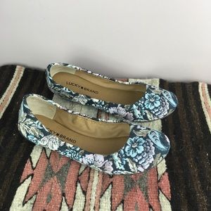Lucky Brand Emmie Ballet Flats Jacquard Floral 7.5